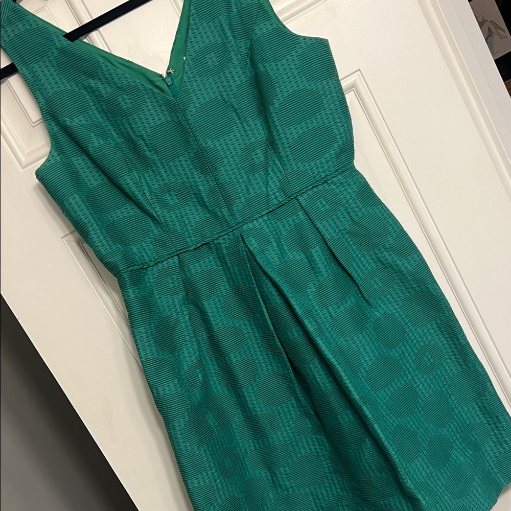 J. Crew green geometric Patterned Dress. Like new! Size 8